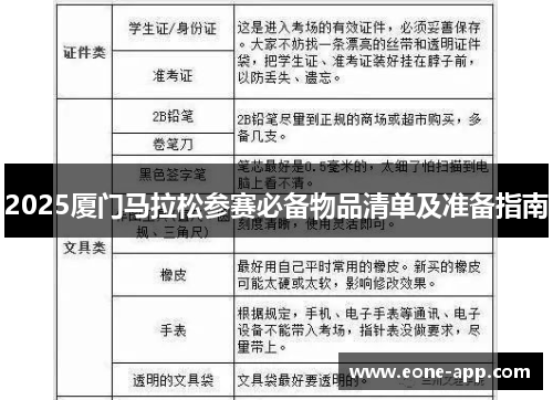 2025厦门马拉松参赛必备物品清单及准备指南